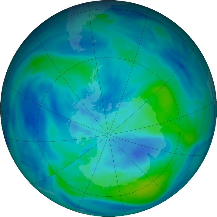 Antarctic ozone map for 25 March 2022